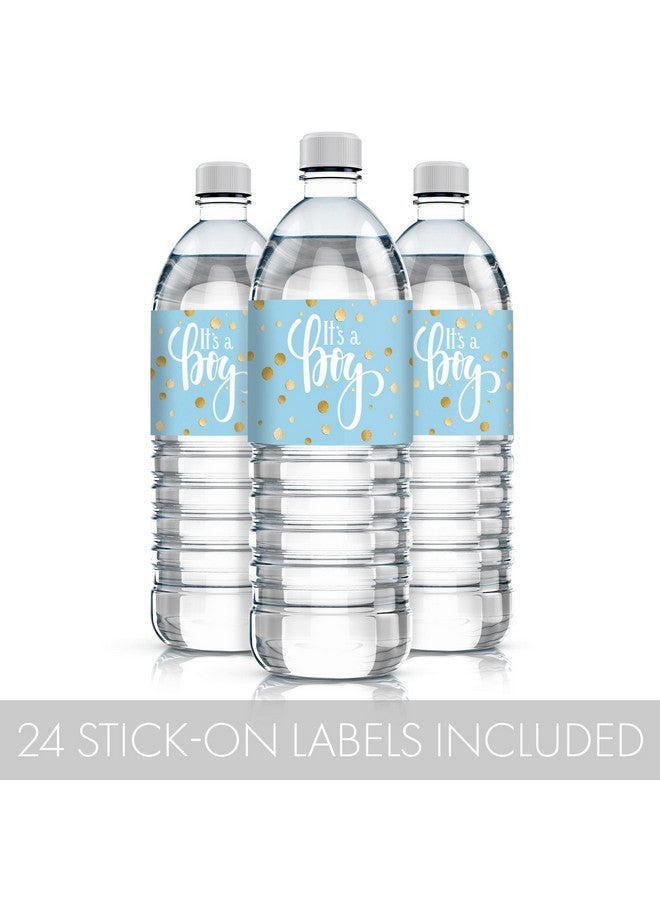 Blue And Gold It'S A Boy Baby Shower Water Bottle Labels 24 Stickers