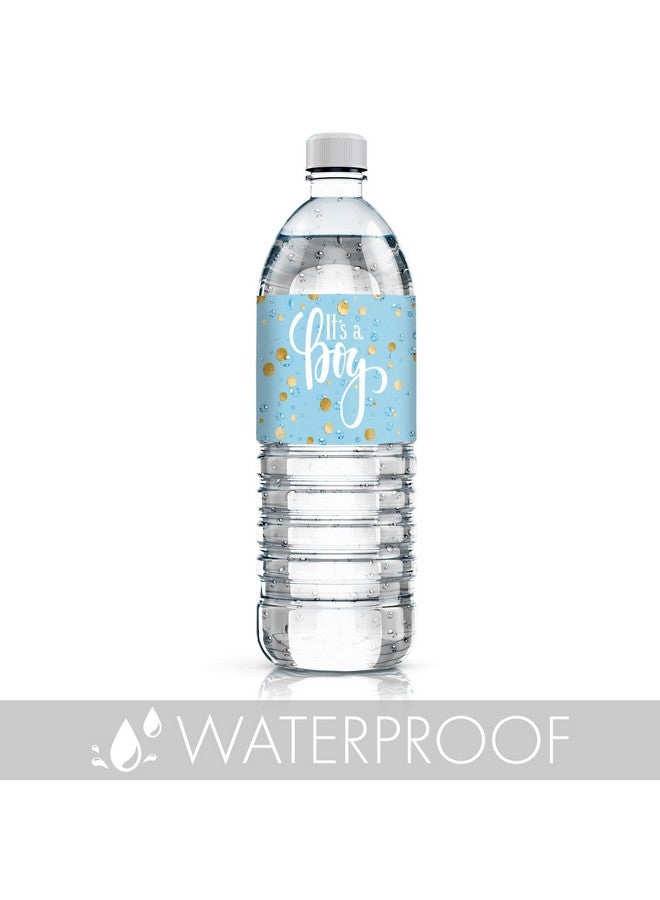 Blue And Gold It'S A Boy Baby Shower Water Bottle Labels 24 Stickers
