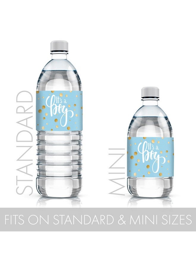 Blue And Gold It'S A Boy Baby Shower Water Bottle Labels 24 Stickers