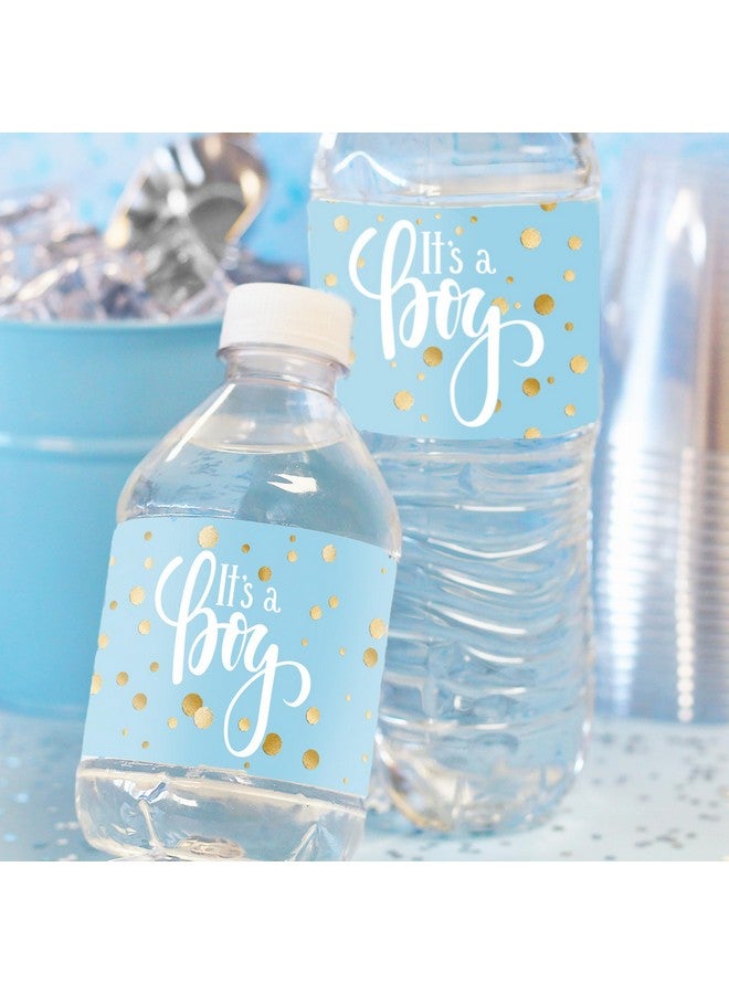 Blue And Gold It'S A Boy Baby Shower Water Bottle Labels 24 Stickers