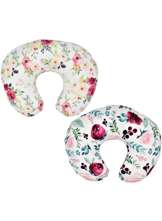 2 Pack Floral Nursing Pillow Cover Slipcover For Breastfeeding Pillows Soft And Stretchy Safely Breastfeeding Pillow Cover For Girl (Floral)