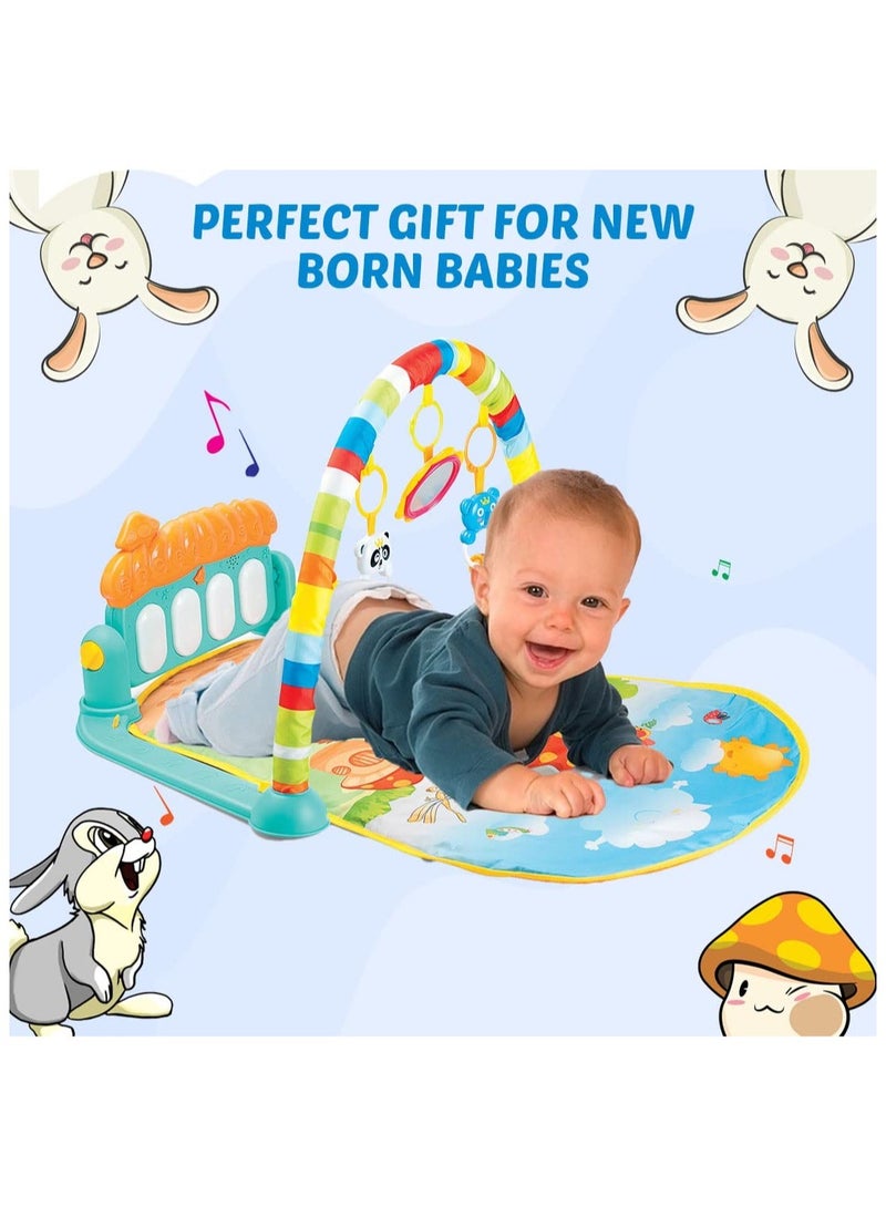 Baby Gym Play Mat with Piano Keyboard Educational Rack Crawling Mat