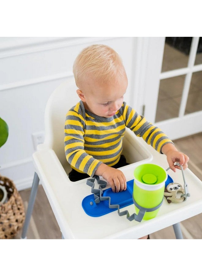 Silicone Mini Mat Suction Placemat For Babies & Toddlers With Adjustable Tethers Keeps Toys Off The Floor Dishwasher Safe Bpa Free Includes Travel Sleeve (Pewter)