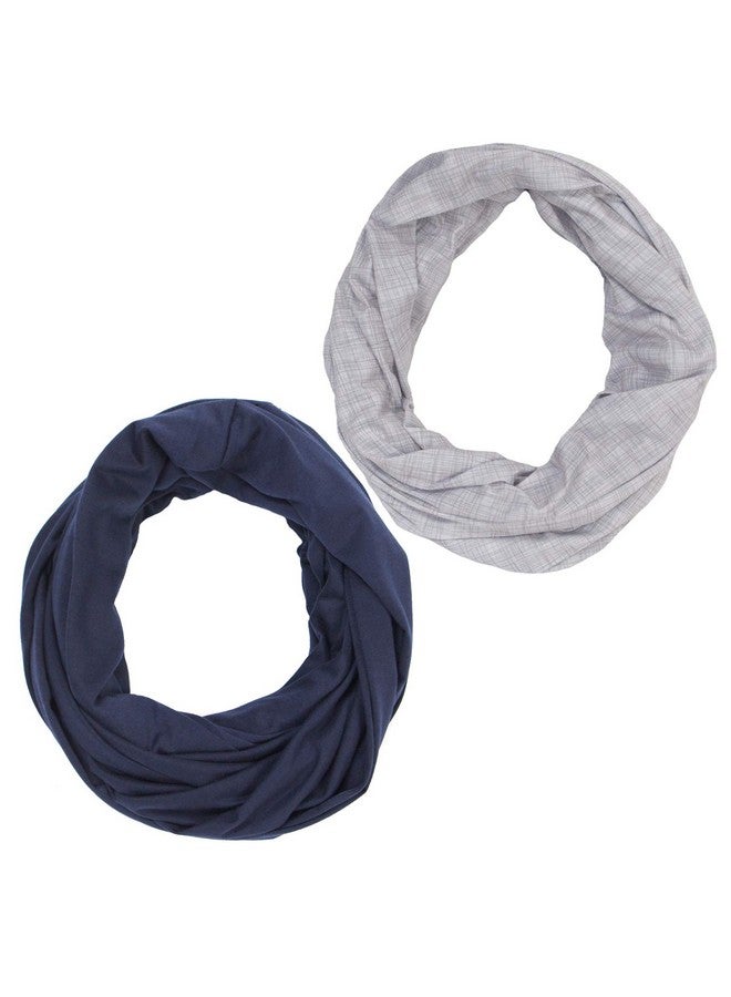 2Pk Infinity Nursing Scarf Breastfeeding Cover Ultra Soft (Grey/Navy)