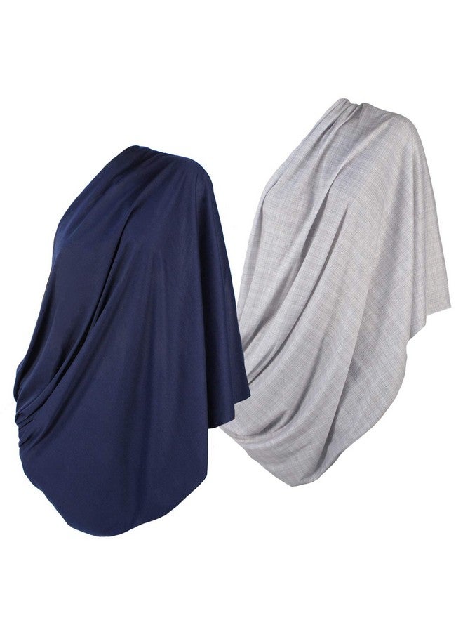 2Pk Infinity Nursing Scarf Breastfeeding Cover Ultra Soft (Grey/Navy)