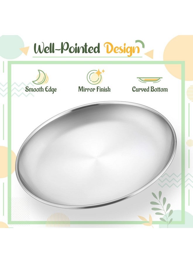 4Piece 18/8 Stainless Steel Plates Metal 304 Dinner Dishes For Kids Toddlers Children 9 Inch Feeding Serving Camping Plates Reusable Dinnerware Shatterproof & Nontoxic Dishwasher Safe