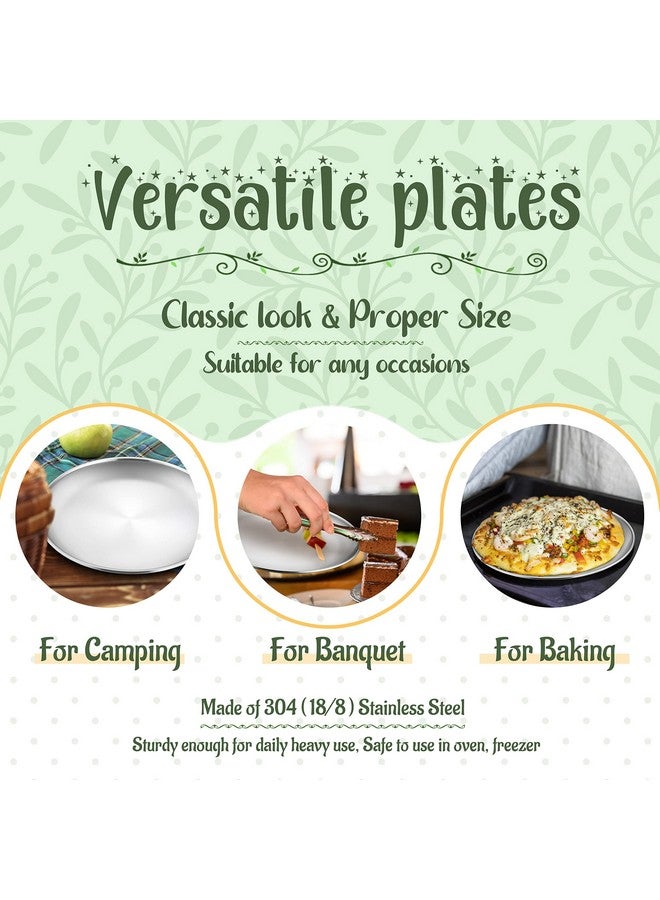 4Piece 18/8 Stainless Steel Plates Metal 304 Dinner Dishes For Kids Toddlers Children 9 Inch Feeding Serving Camping Plates Reusable Dinnerware Shatterproof & Nontoxic Dishwasher Safe