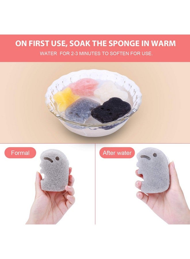 Konjac Baby Sponge For Bathing Natural Kids Bath Sponges For Infants Toddler Bath Time Cute Shapes Natural And Safe Plantbased Konjac Baby Bath Accessories 5Pcs