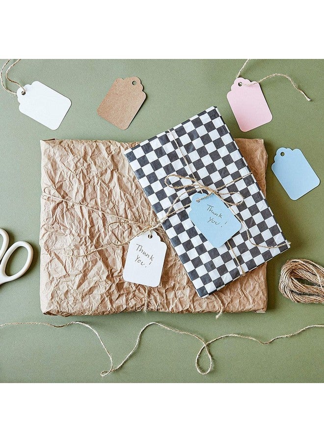 Paper Gift Tags With Jute String For Baby Showers And Birthday Parties (4 Colors 240 Pack)