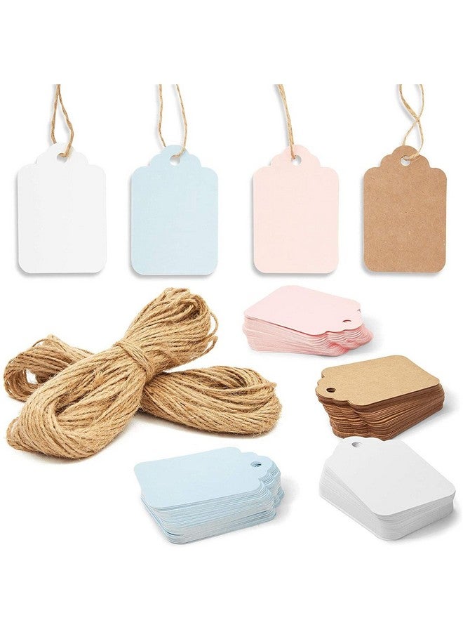 Paper Gift Tags With Jute String For Baby Showers And Birthday Parties (4 Colors 240 Pack)