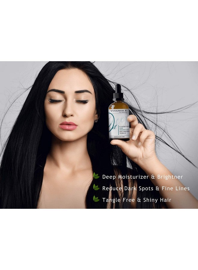 Vitamin E Oil 100% Pure & Undiluted Full Spectrum D Alpha Tocopherol 75000 Iu 4 Oz Glass & Dropper For Skin Hair Nails Body Care Hydrating Rejuvenating Skin Oil