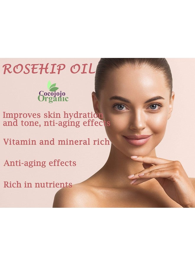 Rosehip Oil For Face Cold Pressed Unrefined 100% Pure Rose Hip Seed Oil 32 Oz For Skin Hair Massage Facial Moisturizing Soothing Hydrating & Nourishing