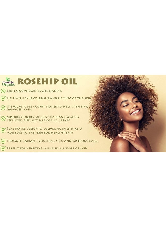 Rosehip Oil For Face Cold Pressed Unrefined 100% Pure Rose Hip Seed Oil 32 Oz For Skin Hair Massage Facial Moisturizing Soothing Hydrating & Nourishing
