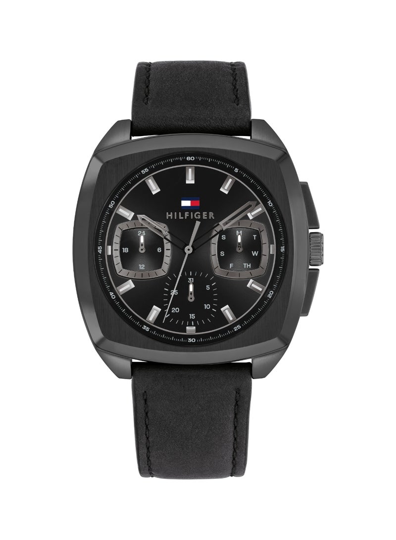 Tonneau Analog Men's Black Case Watch - 1710556