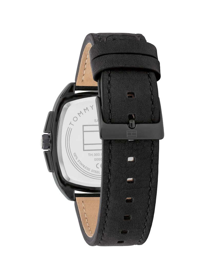 Tonneau Analog Men's Black Case Watch - 1710556