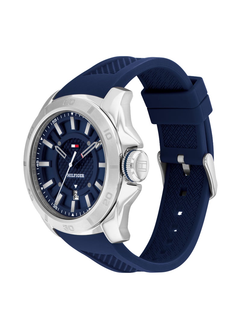 Round Analog Men's Blue Case Watch - 1792134