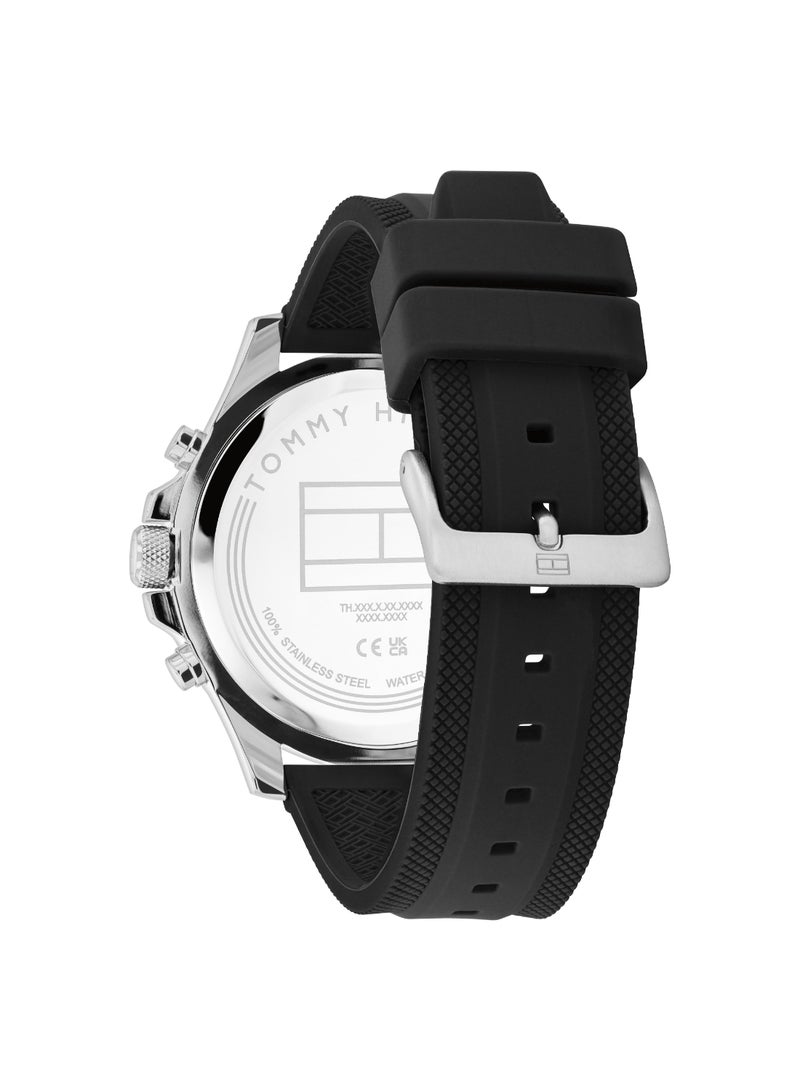 Round Analog Men's Black Case Watch - 1792111