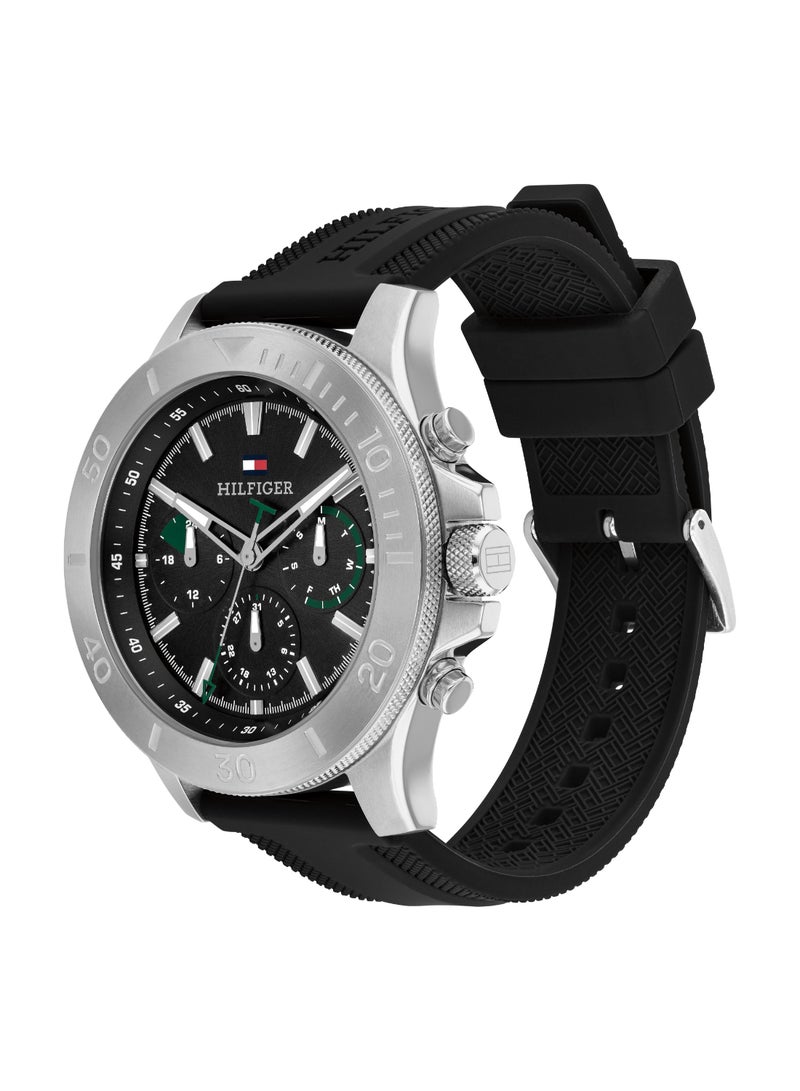 Round Analog Men's Black Case Watch - 1792111