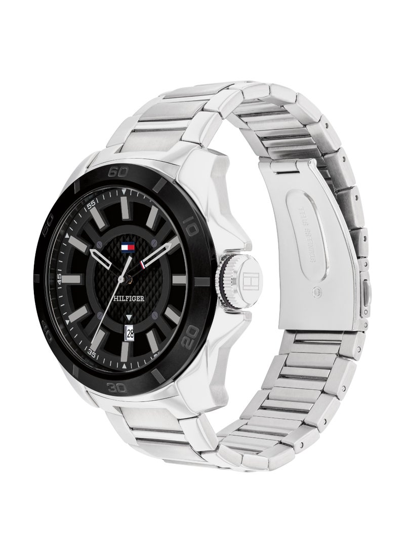 Round Analog Men's Black Case Watch - 1792138