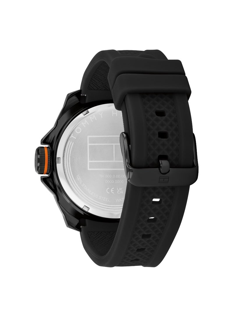 Round Analog Men's Black Case Watch - 1792137