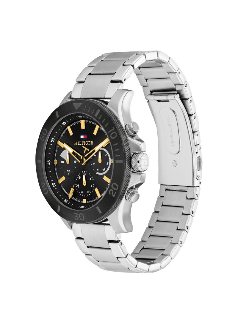 Round Analog Men's Black Case Watch - 1792114