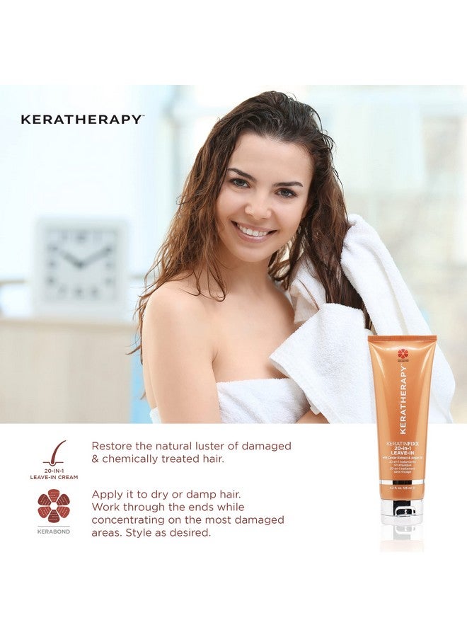 Keratin Infused Keratinfixx 20In1 Leavein 4.2 Fl. Oz. 125 Ml Smoothing Leave In Conditioner Transforms Your Hair With 20 Benefits In 1 Easy Step With Caviar Extract & Argan Oil