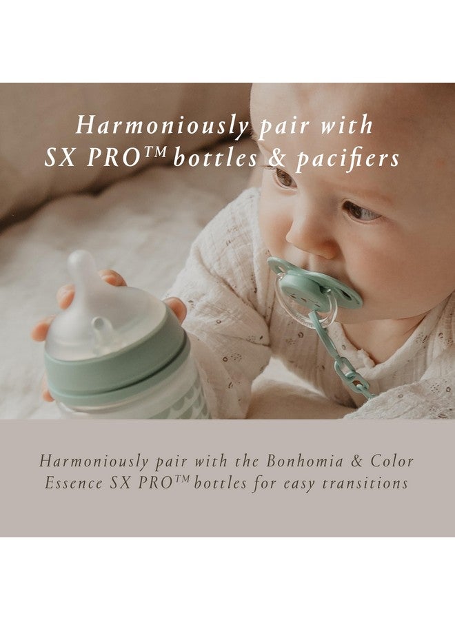 Bonhomia Sx Pro Physiological Pacifier, Supports Breastfeeding Babies, Pacifiers 06 Months, 2 Pack Baby Pacifier, Baby Accessories, (Mint/Beige)