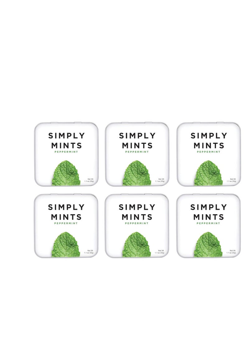 Natural Breath Mints by Simply Gum | Peppermint | Pack of Six (180 Pieces Total) | Breath Freshening, Vegan, Non-GMO, Nothing Artificial