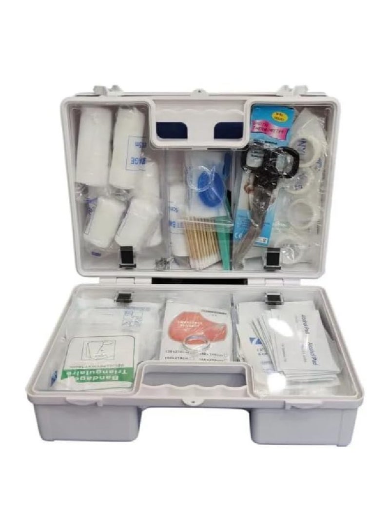 First Aid Kit ABS Heavy Duty Plastic With Wall Mounted Bracket Can Be Use For 25 People Work Space For Car Small Office Warehouse First Aid Box