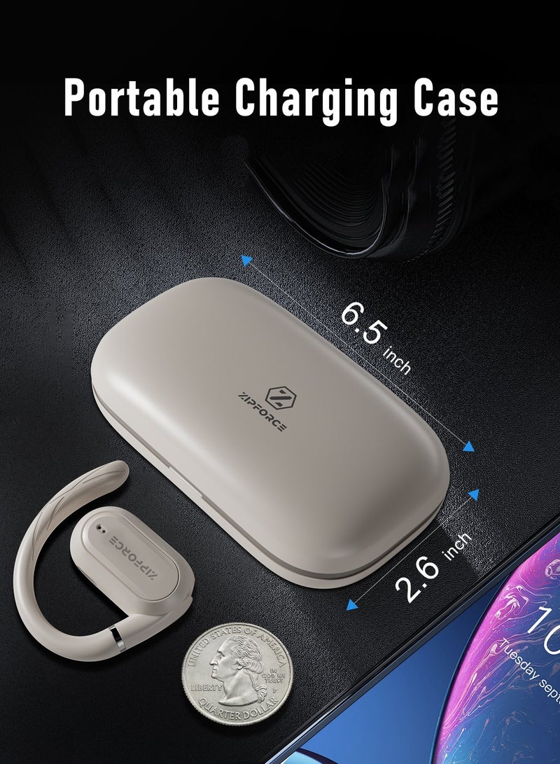 True Wireless Earbuds, Open Ear Bluetooth 5.4 Headphones 4-Mics ENC Clear Call, OWS Bluetooth Earbuds Touch Control, IPX6 Waterproof TWS, Light-Weight Earphones