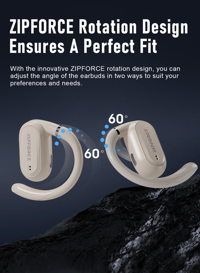 True Wireless Earbuds, Open Ear Bluetooth 5.4 Headphones 4-Mics ENC Clear Call, OWS Bluetooth Earbuds Touch Control, IPX6 Waterproof TWS, Light-Weight Earphones