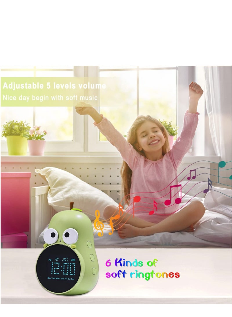 Kids Alarm Clock for Girls Pear Alarm Clock to Wake Alarm Clock for Kids Sleep Training Clock with Night Light and Sleep Sound Machine for Toddlers Boys Girls Teens Bedrooms