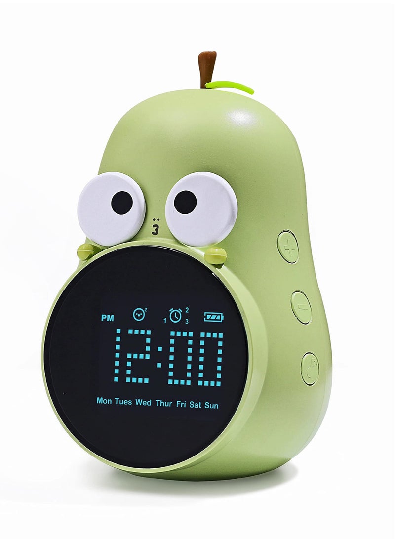 Kids Alarm Clock for Girls Pear Alarm Clock to Wake Alarm Clock for Kids Sleep Training Clock with Night Light and Sleep Sound Machine for Toddlers Boys Girls Teens Bedrooms