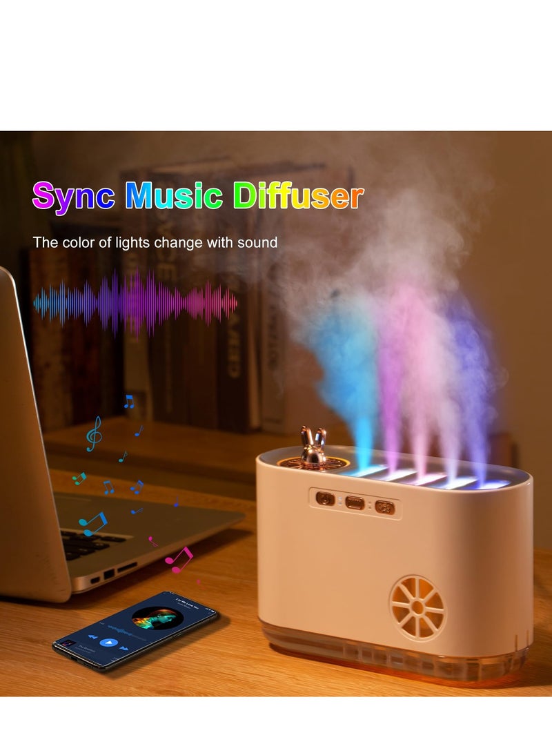 Flame Essential Oil Diffusers, RGB Color Changing with Music Sync Aromatherapy Diffuser, 700ml Quiet Cool Mist Aroma Diffuser with 5 Hole Atomization