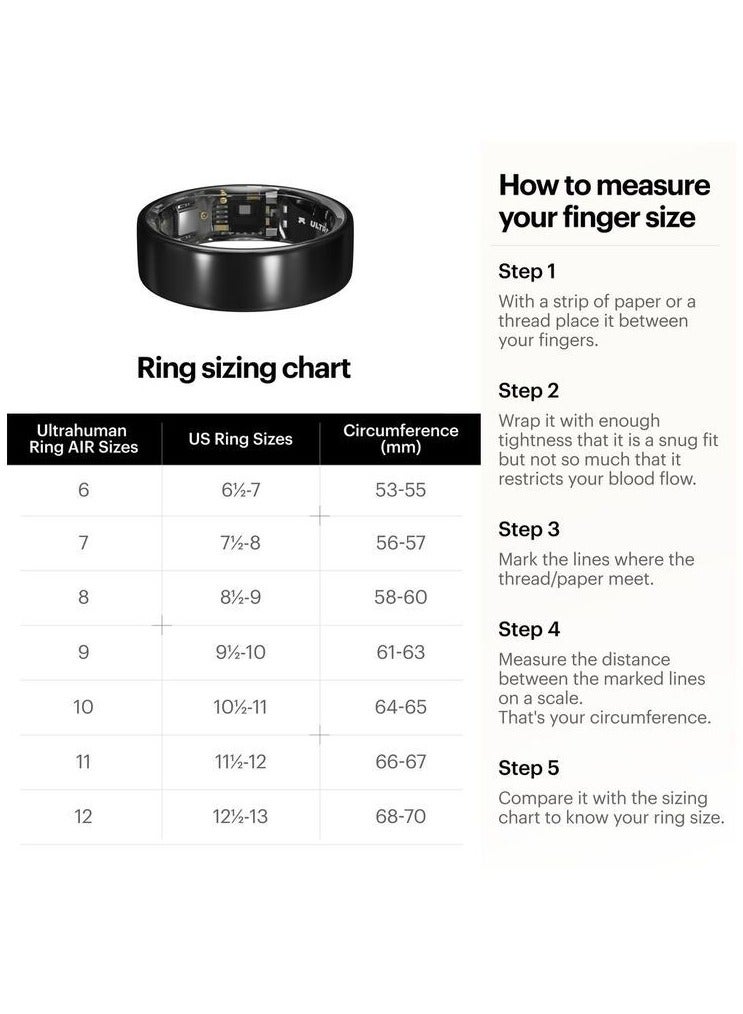 Ring AIR - Advanced sleep-tracking wearable, HRV & Temperature Monitoring,Track workout, movement & recovery, Water resistant, 6 Days Battery Life with Lifetime Free Subscription (Size 11) - Raw Titanium