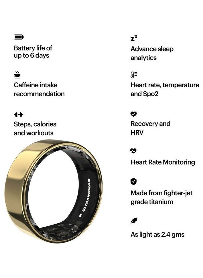 Ring AIR - Advanced sleep-tracking wearable, HRV & Temperature Monitoring,Track workout, movement & recovery, Water resistant, 6 Days Battery Life with Lifetime Free Subscription (Size 13) - Air Gold