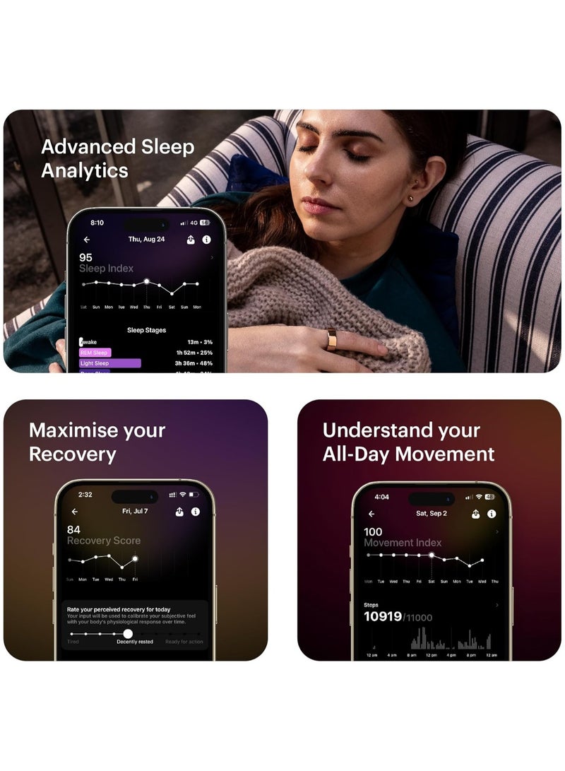 Ring AIR - Advanced sleep-tracking wearable, HRV & Temperature Monitoring,Track workout, movement & recovery, Water resistant, 6 Days Battery Life with Lifetime Free Subscription (Size 13) - Air Gold