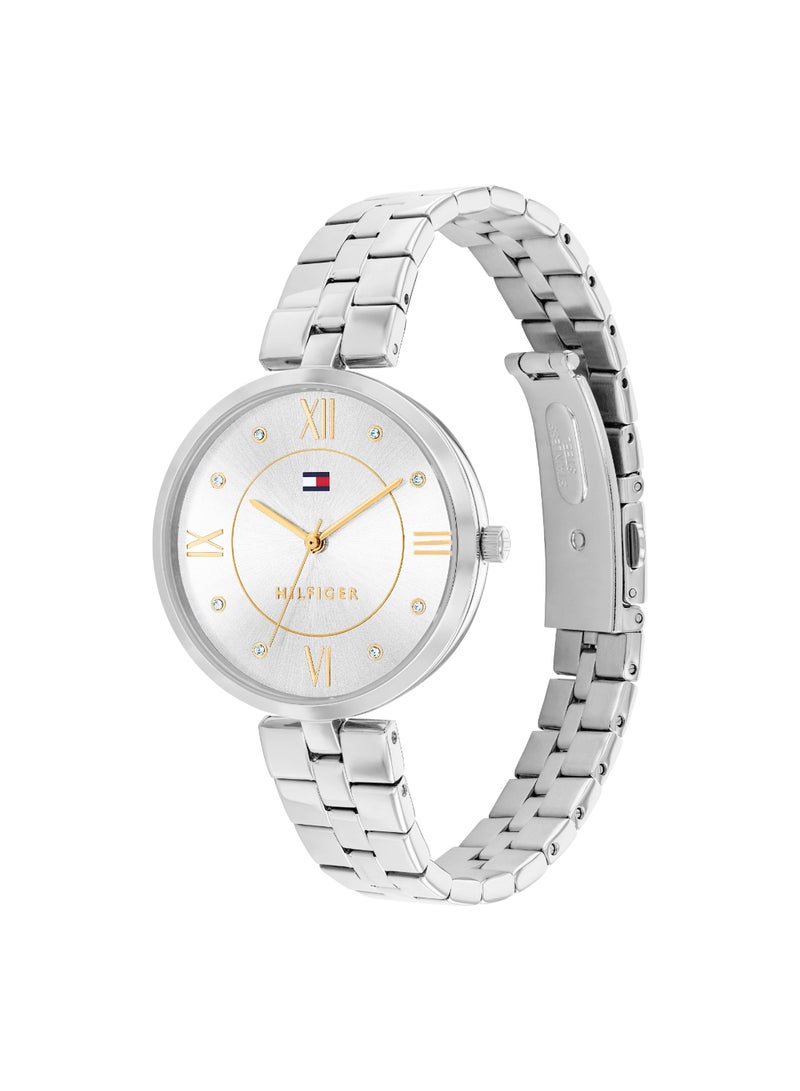 Round Analog Women's Silver Case Wrist Watch - 1782683