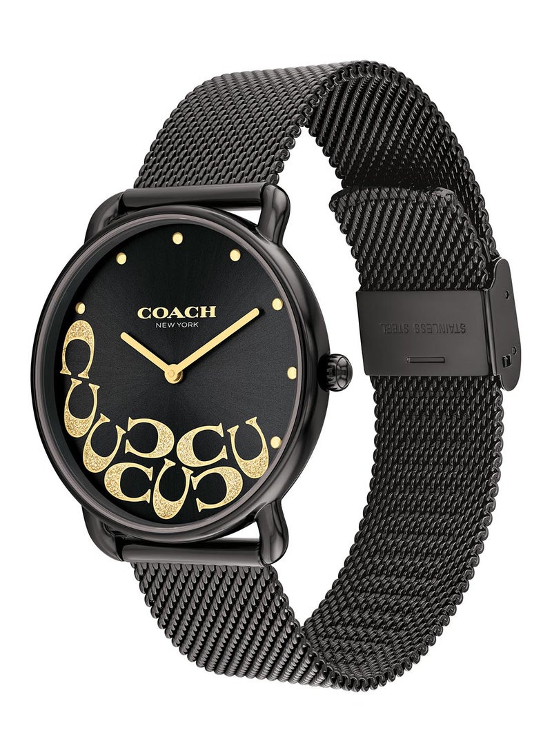 Round Analog Women's Black Case Wrist Watch - 14504340