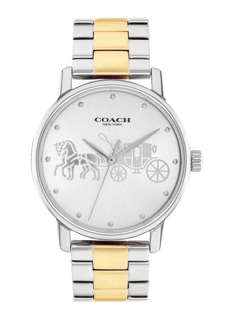 Round Analog Women's Silver White Case Watch - 14503943