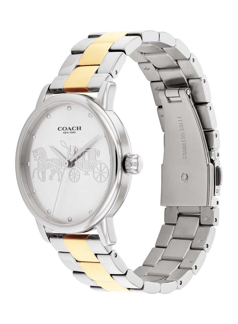 Round Analog Women's Silver White Case Watch - 14503943