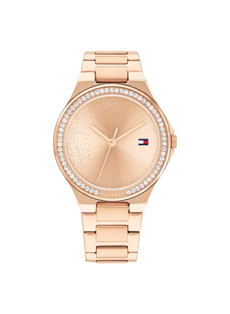 Round Analog Women's Carnation Gold Case Wrist Watch - 1782643