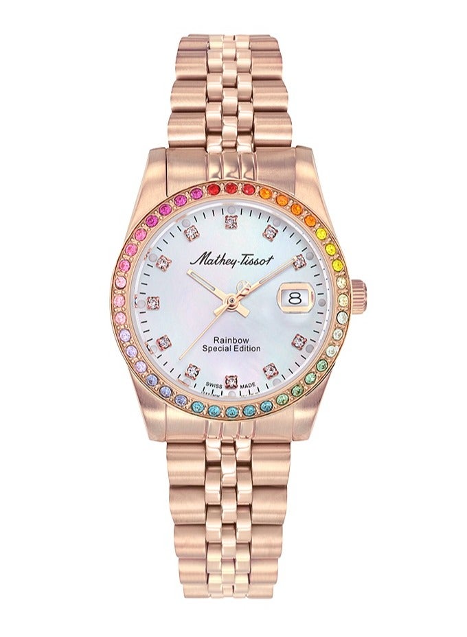 Mathy Quartz White Dial Ladies Watch D809PQI