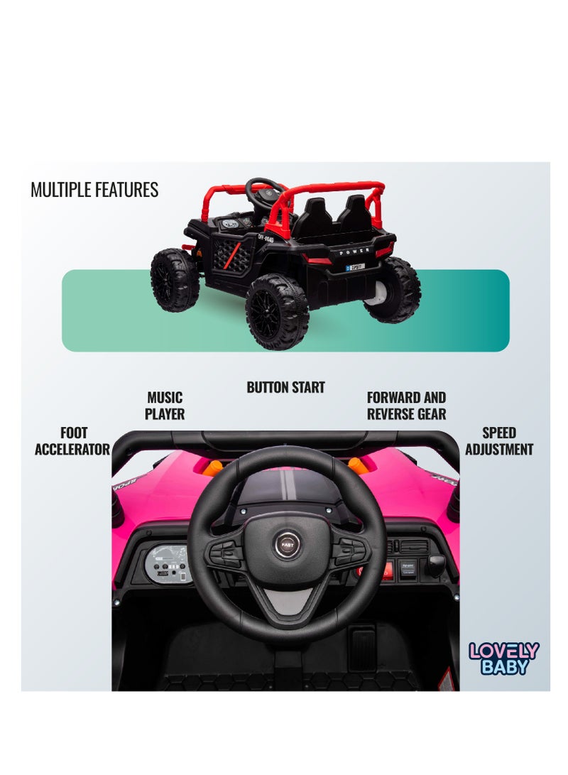 Lovely Baby Powered Riding Jeep for Kids LB 5151, Battery Operated Power Truck with Remote-Control, Light, Music, Best Gift for children 1-4 Yrs - Black