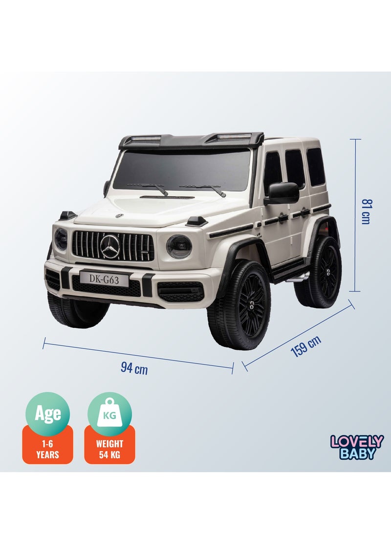 Lovely Baby Mercedes-Benz Powered Riding Jeep for Kids LB G63EL, Sit Drive Car with Remote-Control, Light & Music, 1-6 Yrs - White