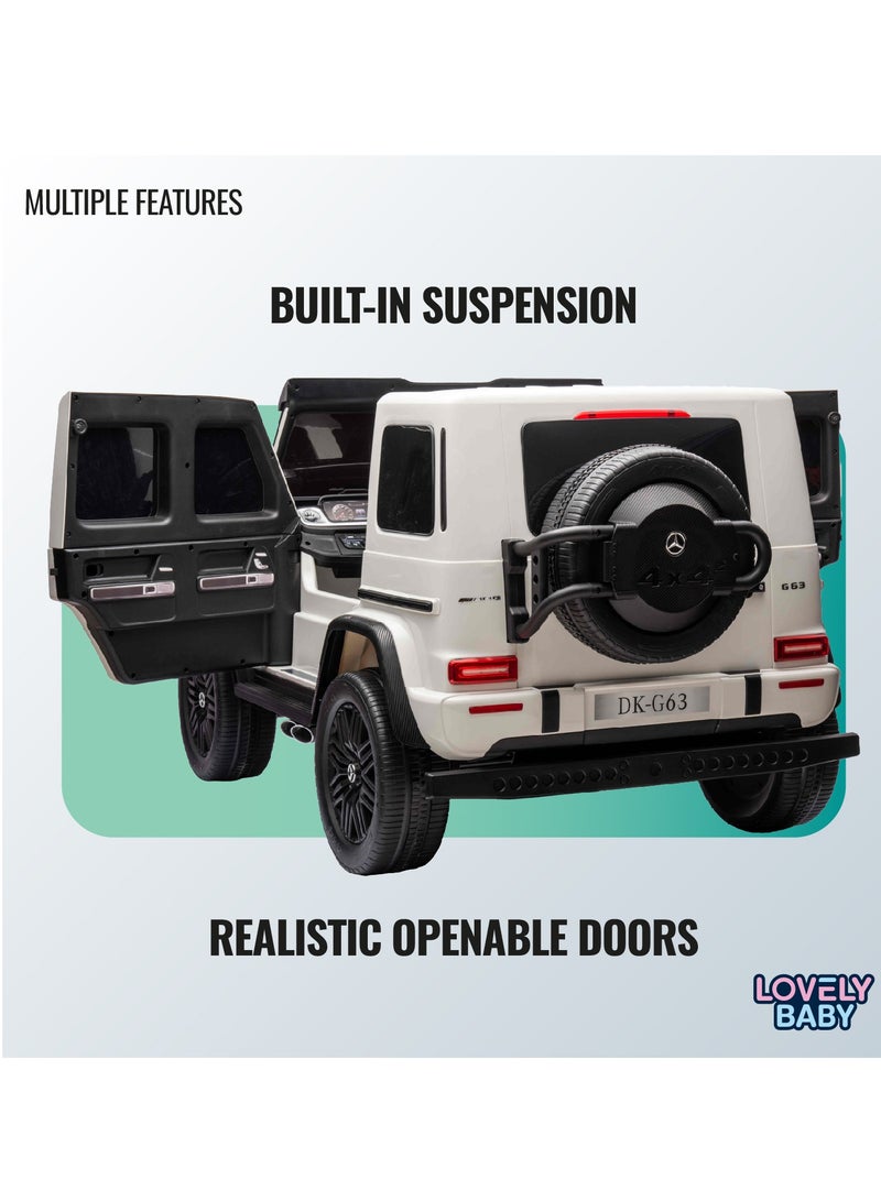 Lovely Baby Mercedes-Benz Powered Riding Jeep for Kids LB G63EL, Sit Drive Car with Remote-Control, Light & Music, 1-6 Yrs - White