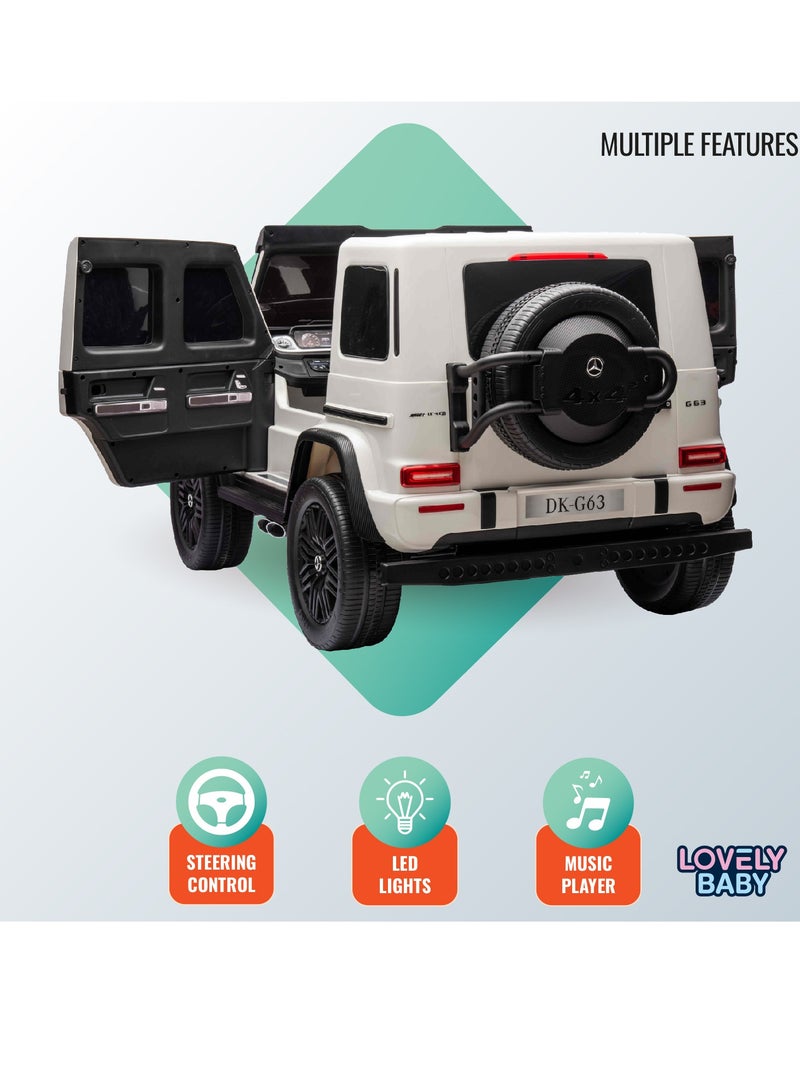 Lovely Baby Mercedes-Benz Powered Riding Jeep for Kids LB G63EL, Sit Drive Car with Remote-Control, Light & Music, 1-6 Yrs - White