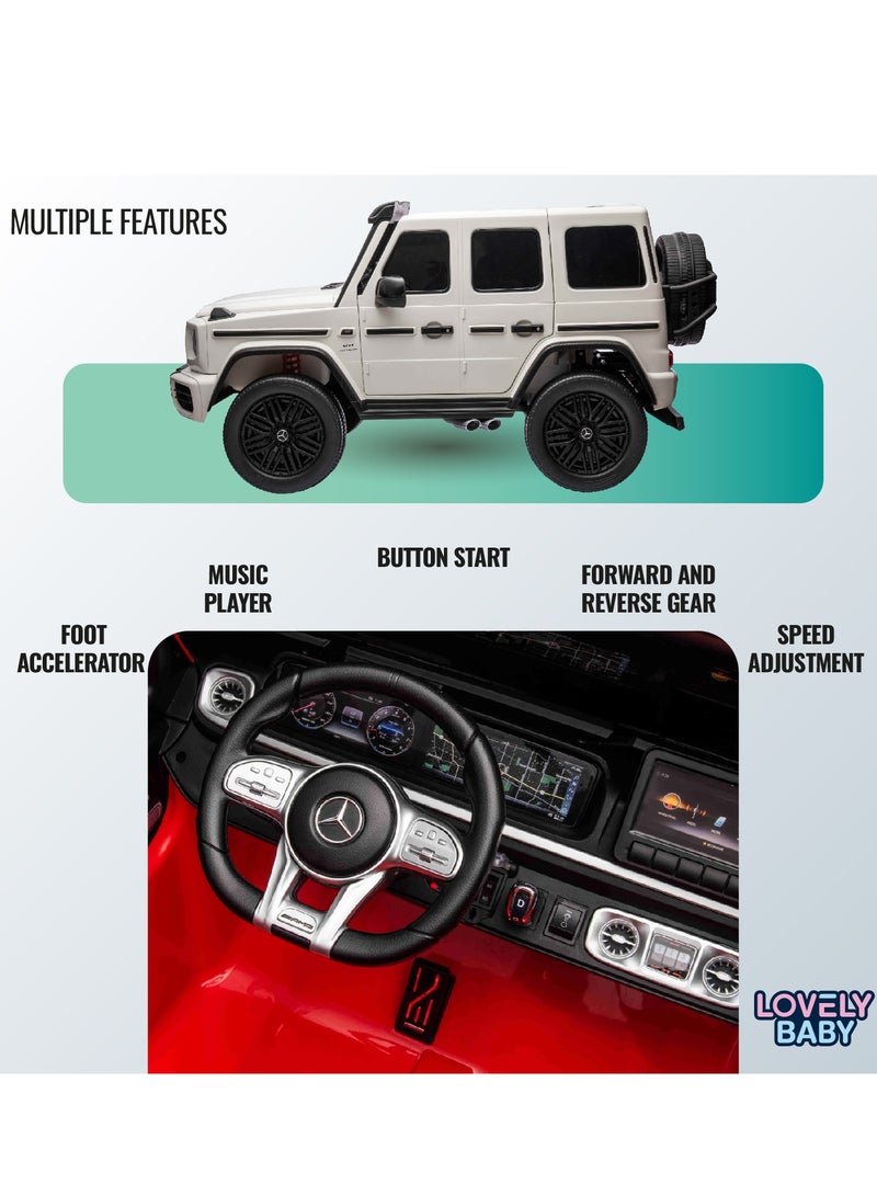 Lovely Baby Mercedes-Benz Powered Riding Jeep for Kids LB G63EL, Sit Drive Car with Remote-Control, Light & Music, 1-6 Yrs - White