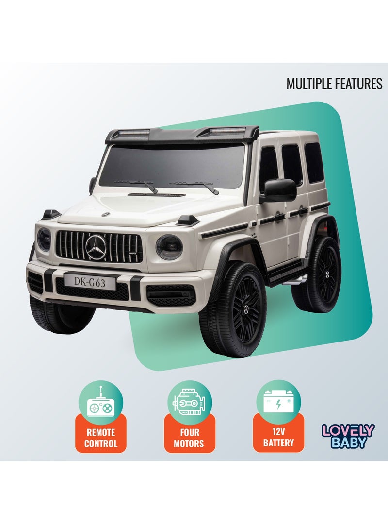 Lovely Baby Mercedes-Benz Powered Riding Jeep for Kids LB G63EL, Sit Drive Car with Remote-Control, Light & Music, 1-6 Yrs - White