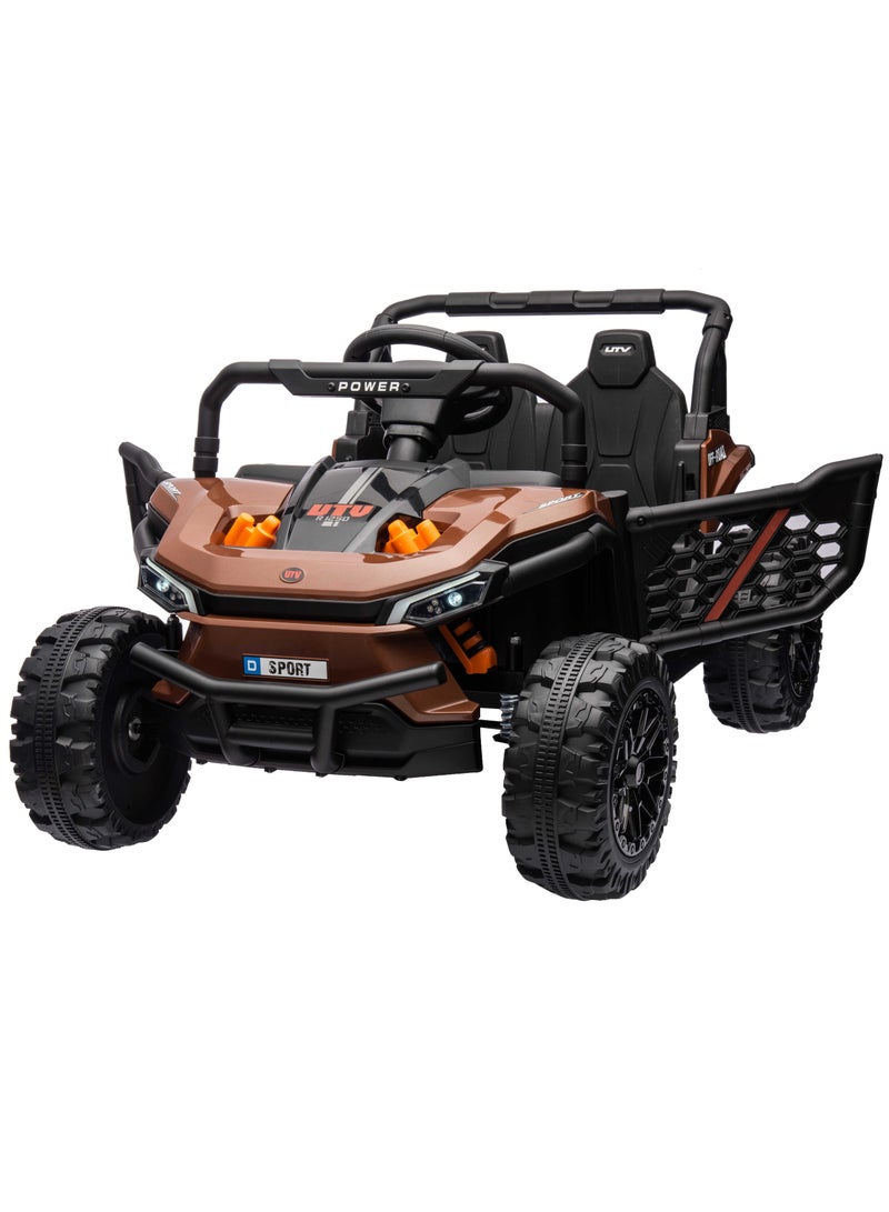 Lovely Baby Powered Riding Jeep for Kids LB 5151, Battery Operated Power Truck with Remote-Control, Light, Music, Best Gift for children 1-4 Yrs - Brown